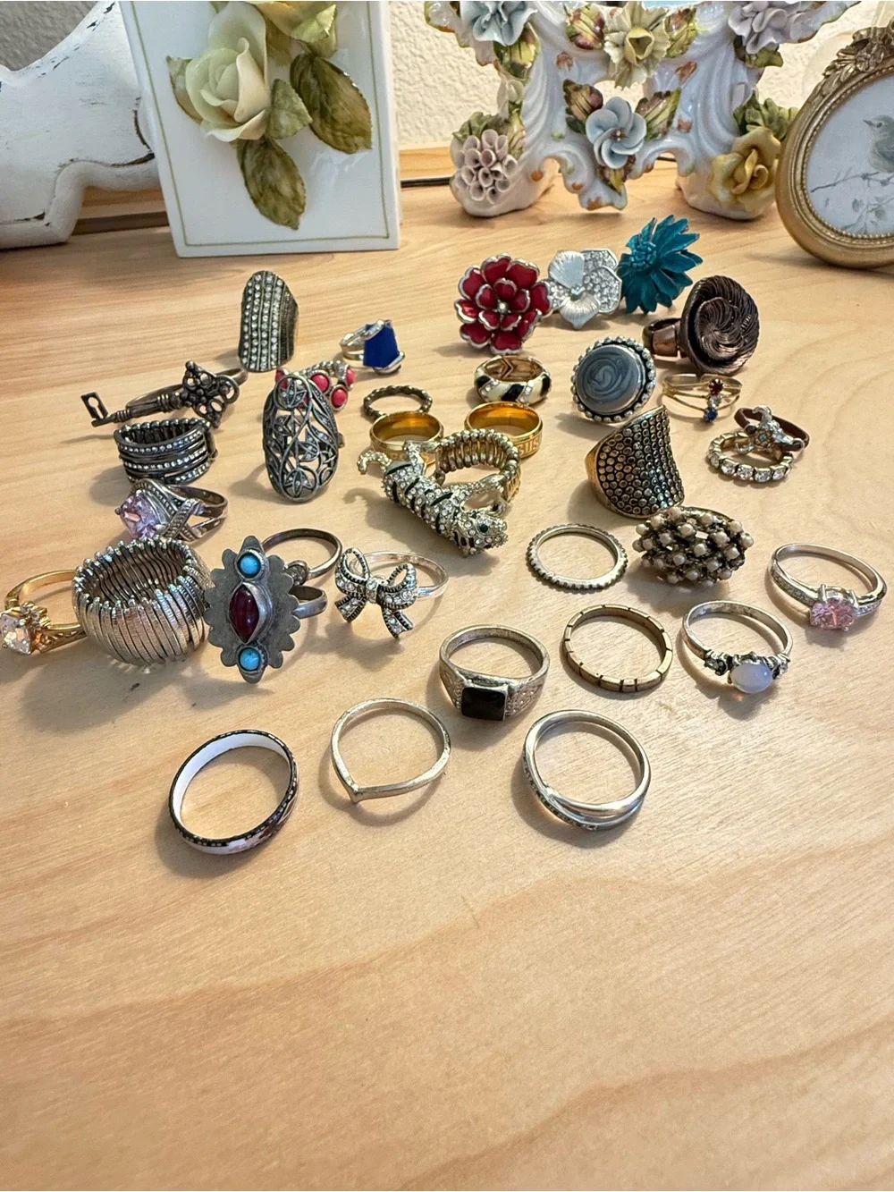 Vintage old costume fashion ring junk lot